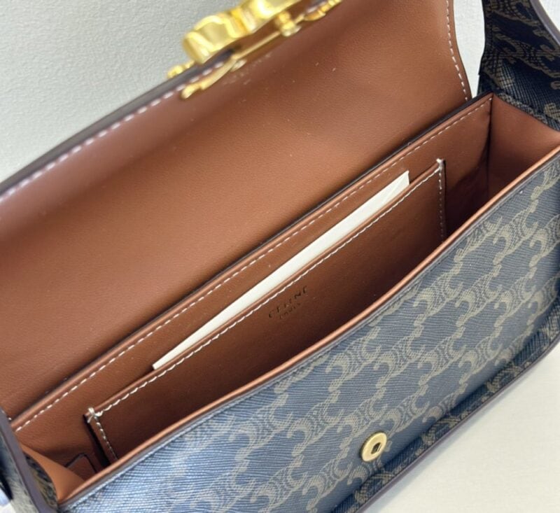 【AT6205】Celineセリーヌのエナメル型押し牛革アクセサリーバッグ | Celine