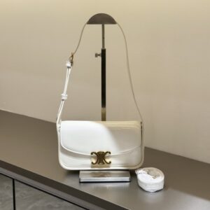 【AT6207】CELINEの白いエナメル加工アクセントバッグ、ハイエンドなアート作品のような優雅さと贅沢さを演出 | Celine