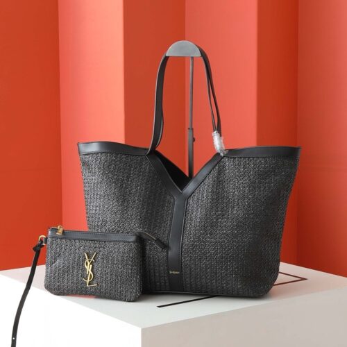 【AT6230】YSL イヴ・サンローラン ラタン編みトートバッグ - 都会的なエレガンスと実用性を兼ね備えた女性向けバッグ | YSL