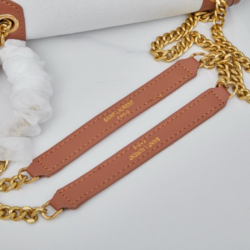 【AT6234】イヴ・サンローランYSL ローズゴールドアクセント リネンショルダーバッグ | YSL