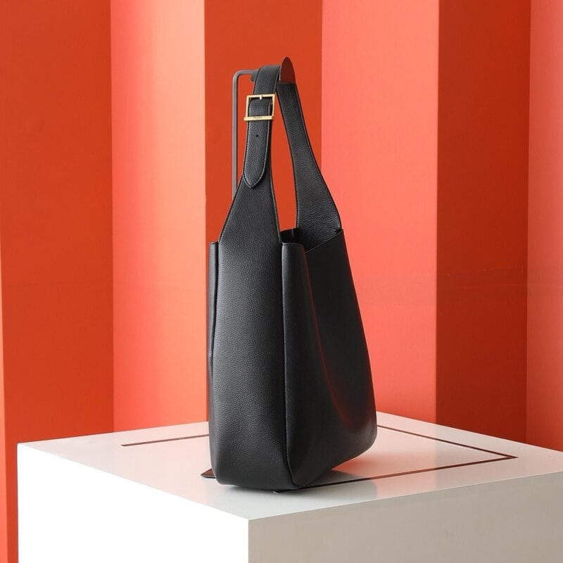 【AT6253】イヴ・サンローラン黒色プレミアム仔牛革ホーボーバッグ エレガントな都会の女性向け | Saint Laurent Paris