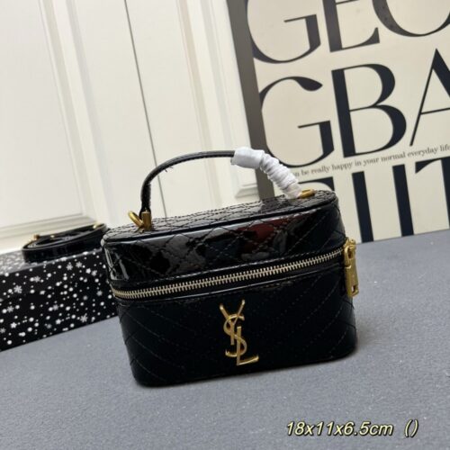 【AT6278】YSL ブラックダイヤモンド柄エンボスミニボックスバッグ | YSL