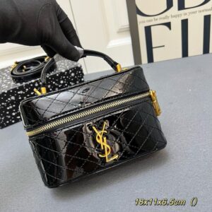 【AT6278】YSL ブラックダイヤモンド柄エンボスミニボックスバッグ | YSL