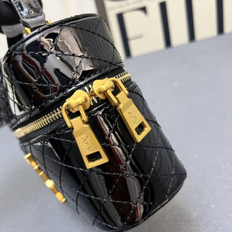 【AT6278】YSL ブラックダイヤモンド柄エンボスミニボックスバッグ | YSL