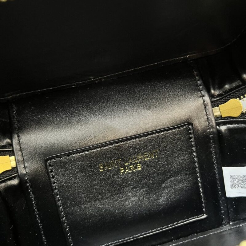 【AT6278】YSL ブラックダイヤモンド柄エンボスミニボックスバッグ | YSL