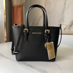 【AT6287】マイケル・コースのクラシックなブラックレザーミニトートバッグ | MK