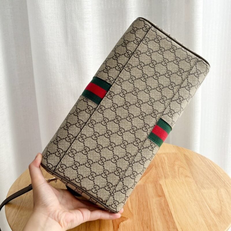 【AT6320】グッチGGモノグラム柄ボストンバッグ-エレガントな緑赤緑ストライプつき女性用バッグ | Gucci