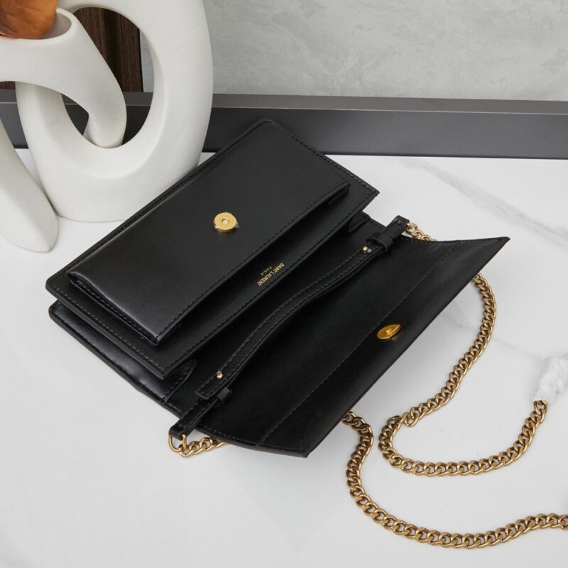 【AT6337】YSL（イヴ・サンローラン）黒色チェーンバッグ - 高級牛革製品の美学と機能性 | Saint Laurent Paris