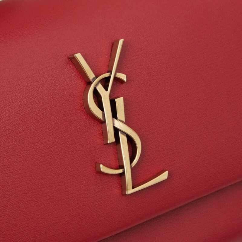 【AT6340】YSLイヴ・サンローラン レザーチェーンバッグ - 赤いエレガントな女性バッグ | YSL