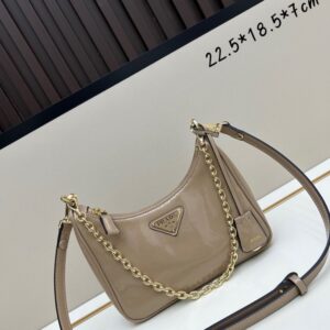 【AT6357】プラダデザイナーコレクション | 繊細なアプリコット牛革シングルショルダーバッグ | Prada Italy