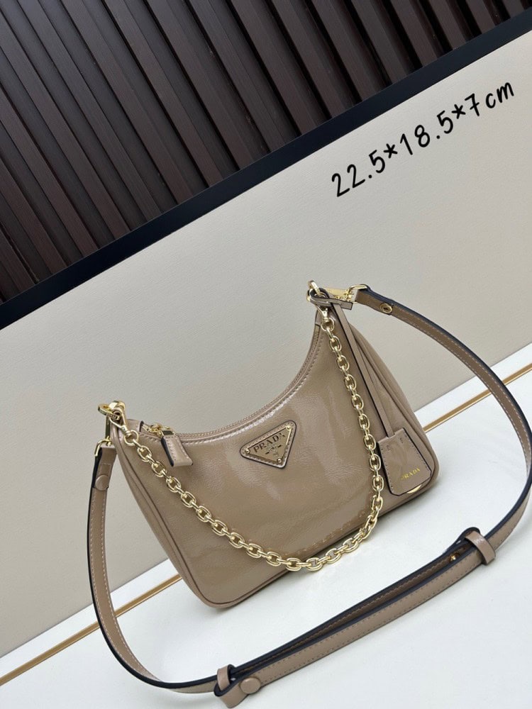 【AT6357】プラダデザイナーコレクション | 繊細なアプリコット牛革シングルショルダーバッグ | Prada Italy