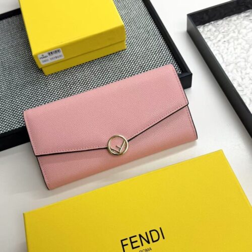 【AT7115】FENDIフェンディの高品質ピンク色牛革クラシック長財布 | Fendi