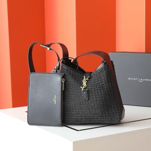 【AT7132】サンローランのクラシックな編みバケツバッグ - フレンチラグジュアリーとエレガンスを演出 | YSL