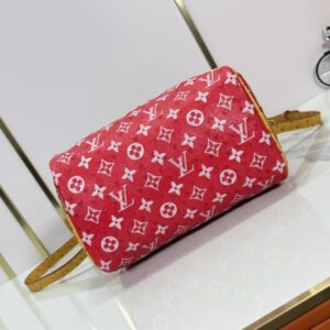 【AT7283】ルイ・ヴィトン（Louis Vuitton）Bandoulière 25 スピーディバッグ - 高級赤型押し牛革、オーストリッチレザー取り外し可能ショルダー、内側羊革裏地 | LV