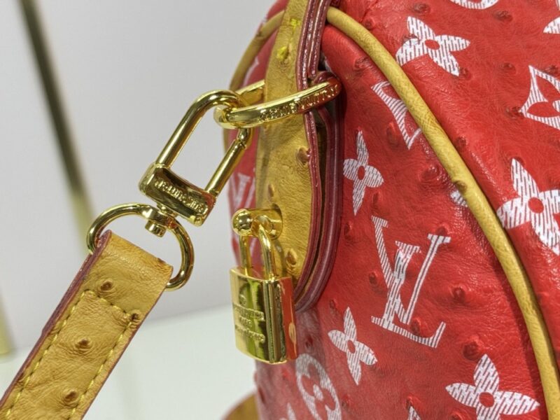 【AT7283】ルイ・ヴィトン（Louis Vuitton）Bandoulière 25 スピーディバッグ - 高級赤型押し牛革、オーストリッチレザー取り外し可能ショルダー、内側羊革裏地 | LV