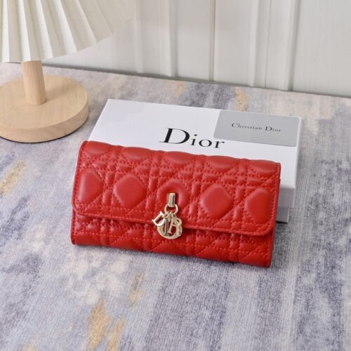 【AT7793】ディオールの高級牛革チェック柄財布 - エレガントなフランスの職人技 | Dior Paris