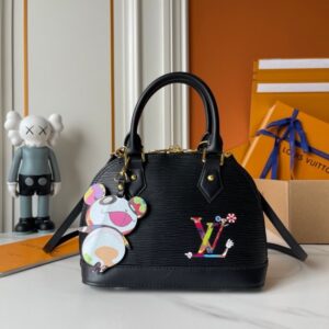 【AT7802】ルイ・ヴィトン × 村上隆 Nano Alma ハンドバッグ Epiレザー 黒 限定デザイン | Takashi Murakami