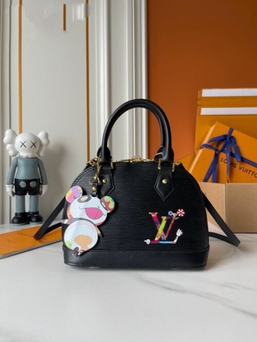 【AT7802】ルイ・ヴィトン × 村上隆 Nano Alma ハンドバッグ Epiレザー 黒 限定デザイン | Takashi Murakami