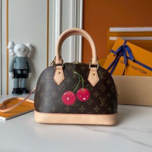 【AT7804】ルイ・ヴィトンNano Almaチェリーハンドバッグの素敵なピンク色デザイン | Takashi Murakami