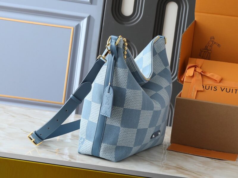 【AT7851】ルイ・ヴィトン デニムブルーチェック柄Hoboバッグ - 都会のファッション感を演出！ | Louis Vuitton Paris