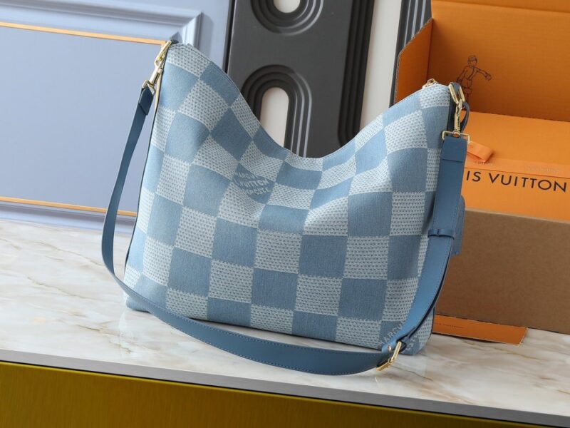 【AT7851】ルイ・ヴィトン デニムブルーチェック柄Hoboバッグ - 都会のファッション感を演出！ | Louis Vuitton Paris