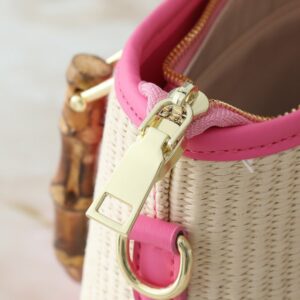 【AT7867】ルイ・ヴィトン ラタン製ハンドバッグ - ピンクの竹のハンドルと2wayショルダーストラップ付き、高級感あふれるリゾートスタイル | LV