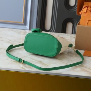 【AT7869】ブルームシリーズのルイ・ヴィトン・ストローワビングバッグ、緑色レザー装飾付き | Louis Vuitton Paris