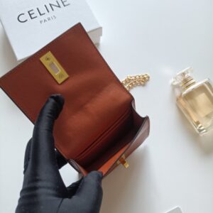【AT8634】セリーヌTRIOMPHE オレンジブラウン牛革カードケース | Céline