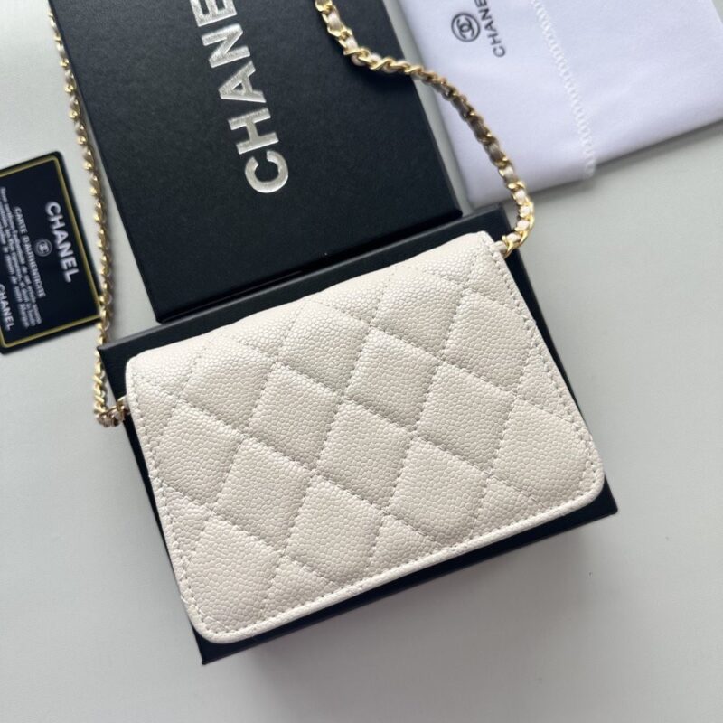 【AT8682】シャネルパールホワイトクラシックスタイルバッグ | Chanel