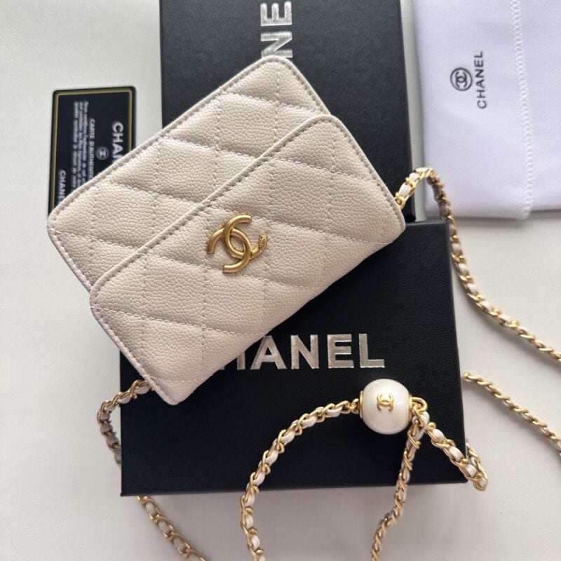 【AT8682】シャネルパールホワイトクラシックスタイルバッグ | Chanel
