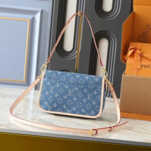 【AT8712】ルイ・ヴィトン デニムハンドバッグ ブルー柄 牛革装飾 都会デイリーバッグ | Louis Vuitton