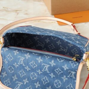【AT8712】ルイ・ヴィトン デニムハンドバッグ ブルー柄 牛革装飾 都会デイリーバッグ | Louis Vuitton