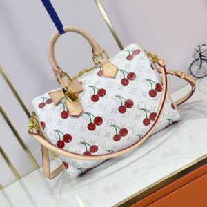【AT8739】ルイ・ヴィトンSpeedy Soft チェリープリントハンドバッグ – 優雅なチェリーデザイン、おしゃれなスタイル | LV