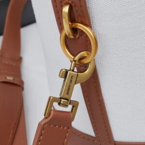 【AT8746】サンローランLe 5à7バケツバッグ - ホワイト&イエローのエレガントな牛革バッグ | YSL