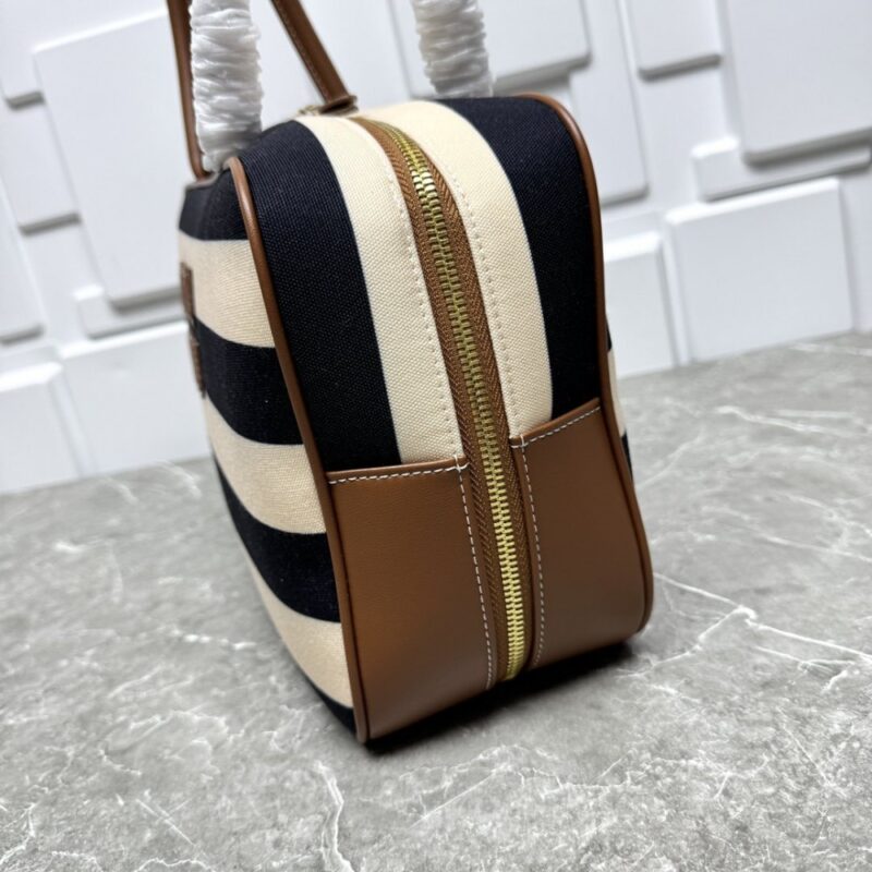 【AT8784】ミュウミュウクラシックストライプキャンバスハンドバッグ - Miu Miu Classic Stripe Canvas Handbag | Miu Miu
