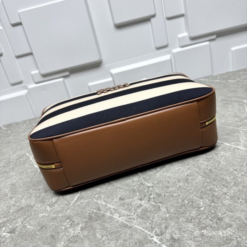 【AT8784】ミュウミュウクラシックストライプキャンバスハンドバッグ - Miu Miu Classic Stripe Canvas Handbag | Miu Miu