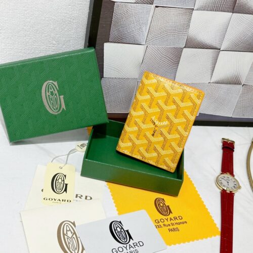 【AT8869】ゴヤール(Goyard)サン=マルクシリーズ：エレガントな黄色の幾何学模様カードケース | Maison Goyard