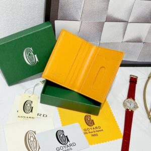 【AT8869】ゴヤール(Goyard)サン=マルクシリーズ：エレガントな黄色の幾何学模様カードケース | Maison Goyard