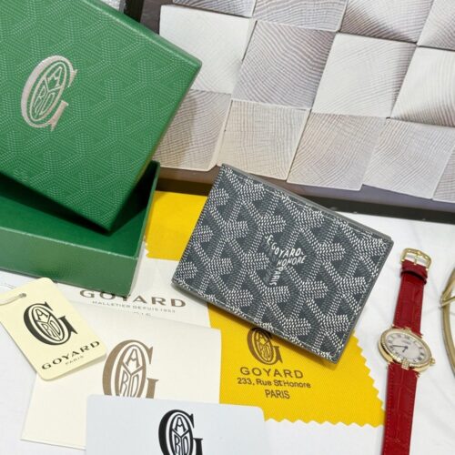 【AT8886】ゴヤール(Goyard)Victoireカードケース - 高級なカスタムアートのような精巧な灰色幾何学模様 | Goyard Paris