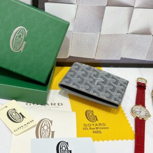 【AT8886】ゴヤール(Goyard)Victoireカードケース - 高級なカスタムアートのような精巧な灰色幾何学模様 | Goyard Paris