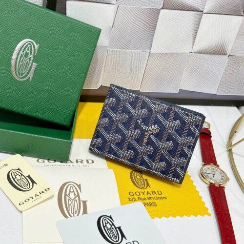 【AT8888】ゴヤール(Goyard)｜高級革製カードケース | 青色の幾何学模様 | エレガントなビジネス＆社交アクセサリー | Maison Goyard