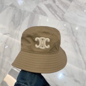 【AT9160】セリーヌのラグジュアリーな柔らかいカーキ色カバーハット | Céline