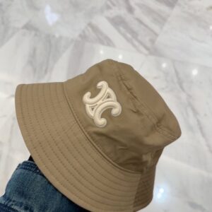 【AT9160】セリーヌのラグジュアリーな柔らかいカーキ色カバーハット | Céline