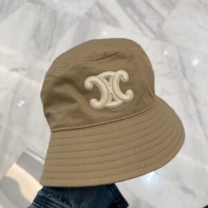 【AT9160】セリーヌのラグジュアリーな柔らかいカーキ色カバーハット | Céline