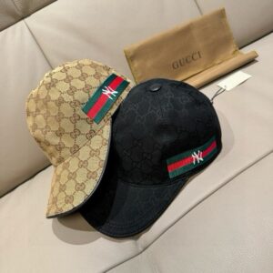【AT9213】グッチ×ニューヨーク クロスオーバーキャップ｜高品質帆布素材＆トップグレインレザー調節バックル｜ラグジュアリーストリートウェア | Yankees
