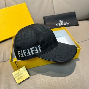 【AT9216】高級Fendiロゴ刺繍キャンバス野球帽、贅沢なファッションアイコン | Fendi