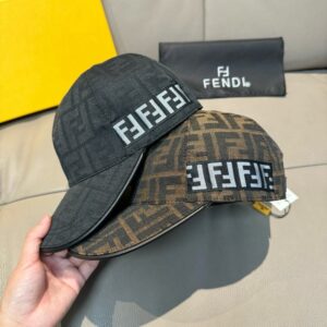 【AT9216】高級Fendiロゴ刺繍キャンバス野球帽、贅沢なファッションアイコン | Fendi