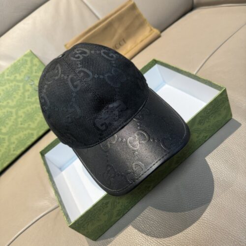 【AT9233】グッチの高級帆布素材野球帽、GGパターンと牛革パッチワーク付き | Gucci Firenze