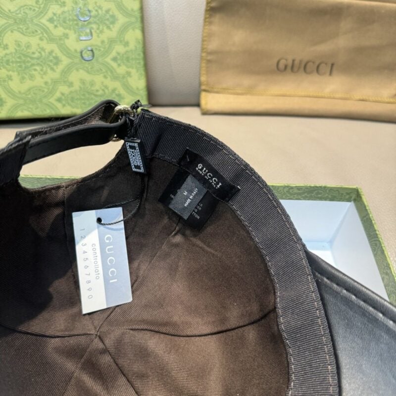 【AT9233】グッチの高級帆布素材野球帽、GGパターンと牛革パッチワーク付き | Gucci Firenze