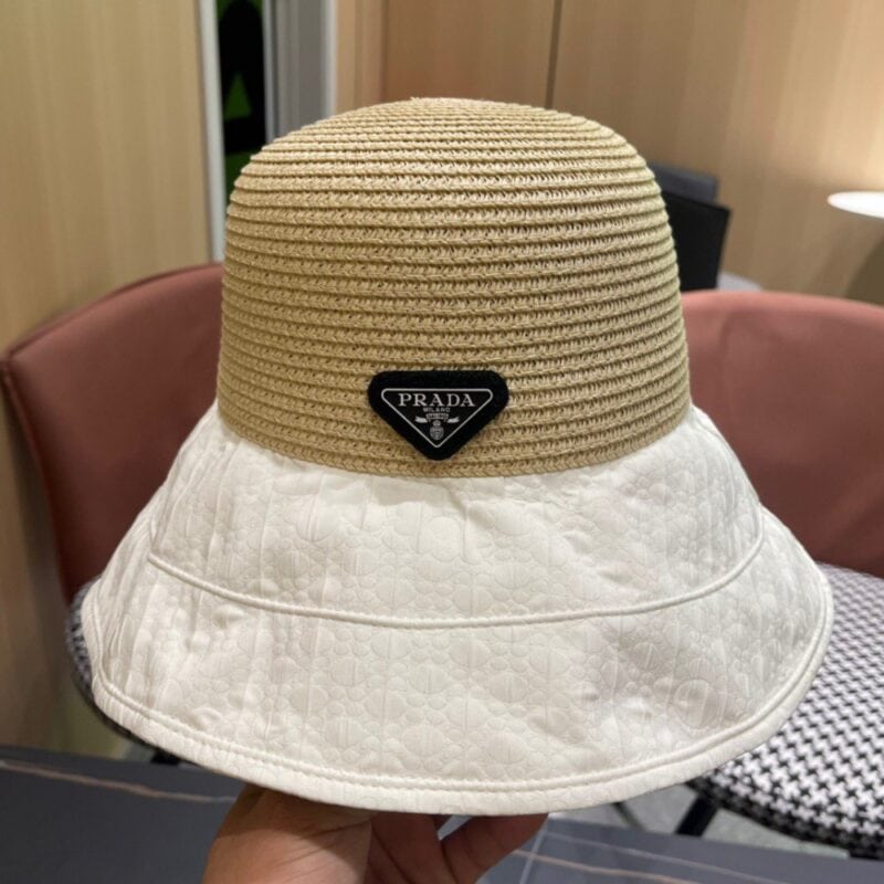 【AT9241】プラダ (Prada) 2024春夏コレクション フィッシャーマンハット - 優雅な軽奢ストロー帽子 | Prada